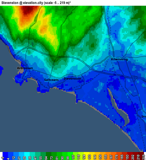 Zoom OUT 2x Stevenston, United Kingdom elevation map