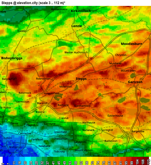 Zoom OUT 2x Stepps, United Kingdom elevation map