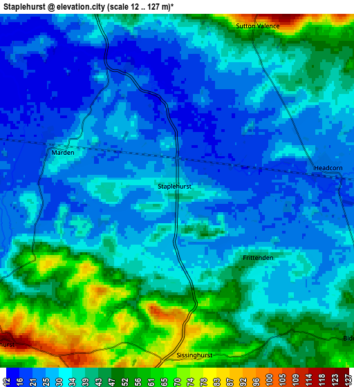 Zoom OUT 2x Staplehurst, United Kingdom elevation map