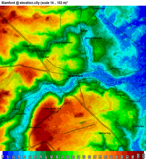 Zoom OUT 2x Stamford, United Kingdom elevation map