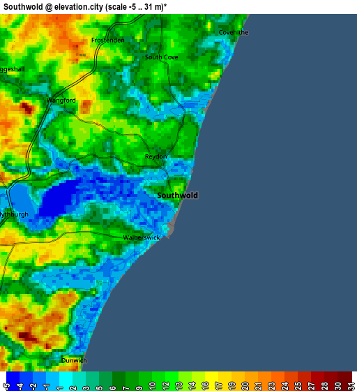 Zoom OUT 2x Southwold, United Kingdom elevation map