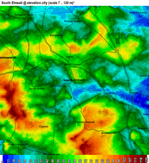 Zoom OUT 2x South Elmsall, United Kingdom elevation map