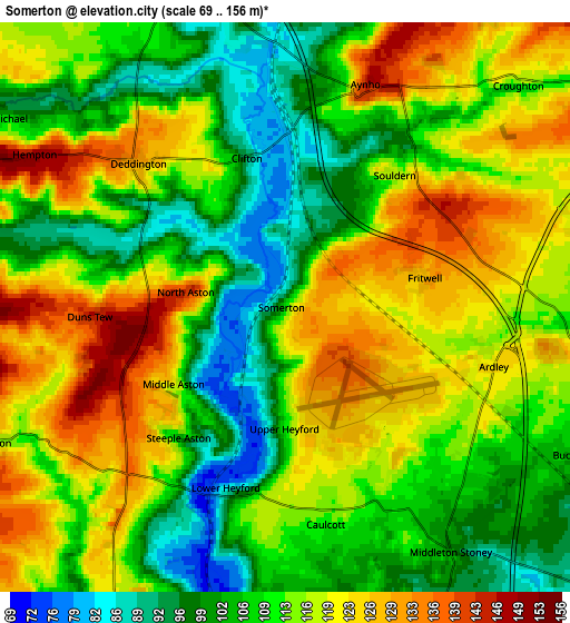 Zoom OUT 2x Somerton, United Kingdom elevation map