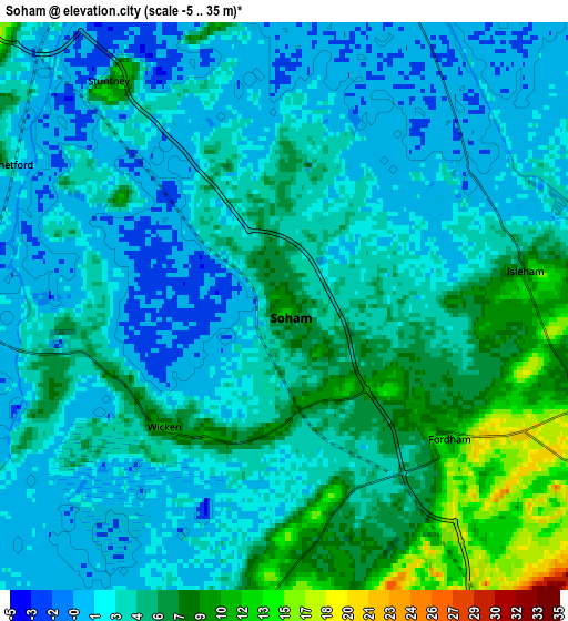 Zoom OUT 2x Soham, United Kingdom elevation map