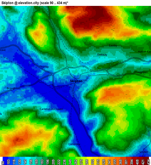 Zoom OUT 2x Skipton, United Kingdom elevation map