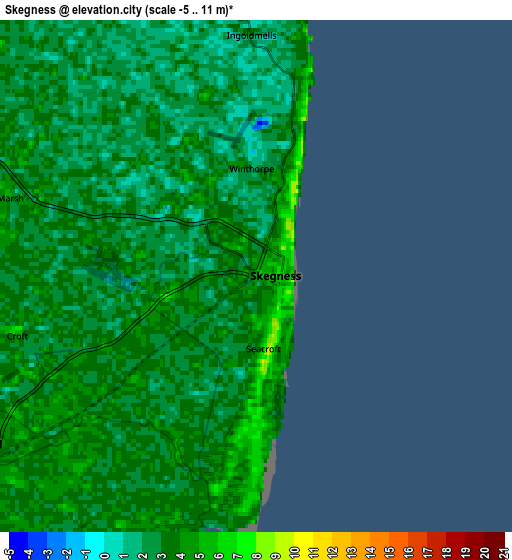 Zoom OUT 2x Skegness, United Kingdom elevation map