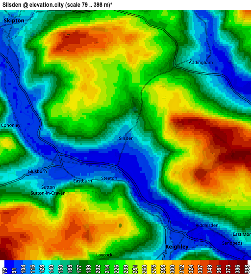 Zoom OUT 2x Silsden, United Kingdom elevation map