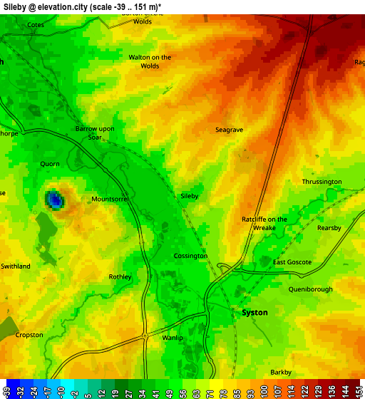 Zoom OUT 2x Sileby, United Kingdom elevation map