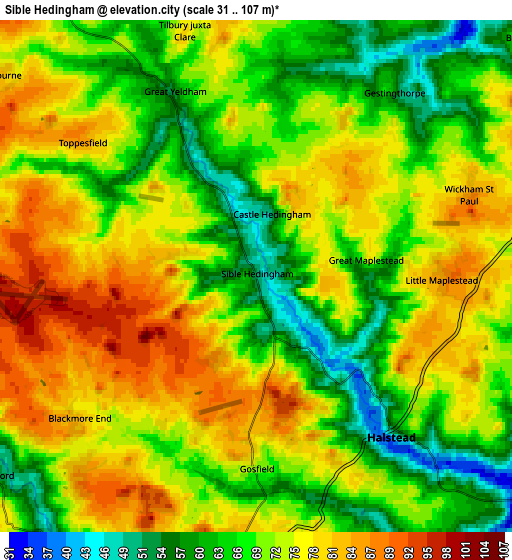 Zoom OUT 2x Sible Hedingham, United Kingdom elevation map