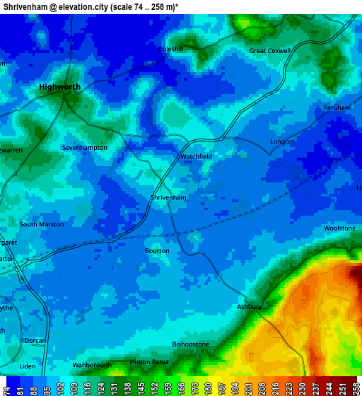 Zoom OUT 2x Shrivenham, United Kingdom elevation map