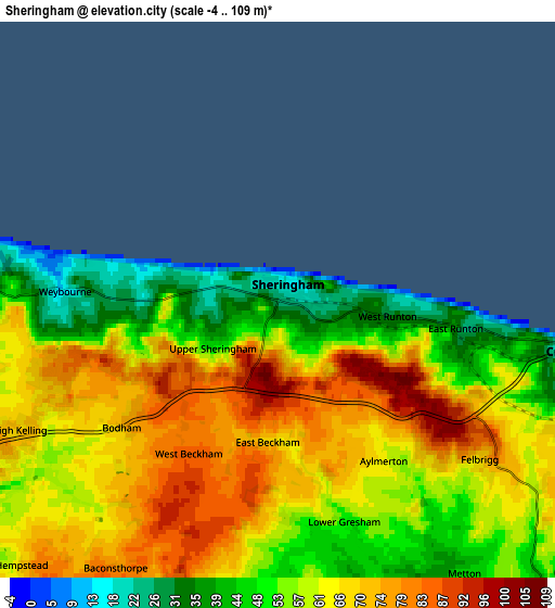 Zoom OUT 2x Sheringham, United Kingdom elevation map