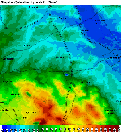 Zoom OUT 2x Shepshed, United Kingdom elevation map
