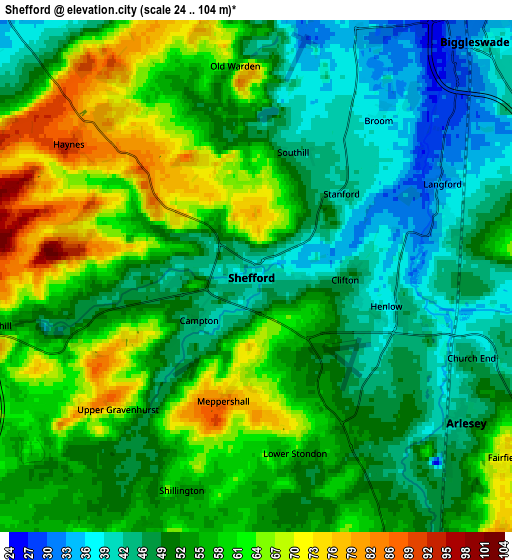 Zoom OUT 2x Shefford, United Kingdom elevation map
