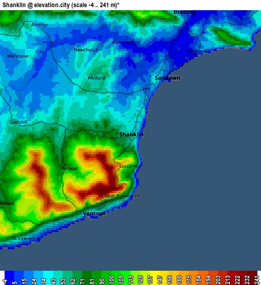 Zoom OUT 2x Shanklin, United Kingdom elevation map