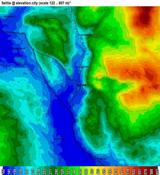 Zoom OUT 2x Settle, United Kingdom elevation map