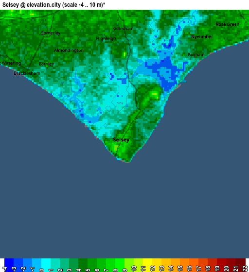 Zoom OUT 2x Selsey, United Kingdom elevation map