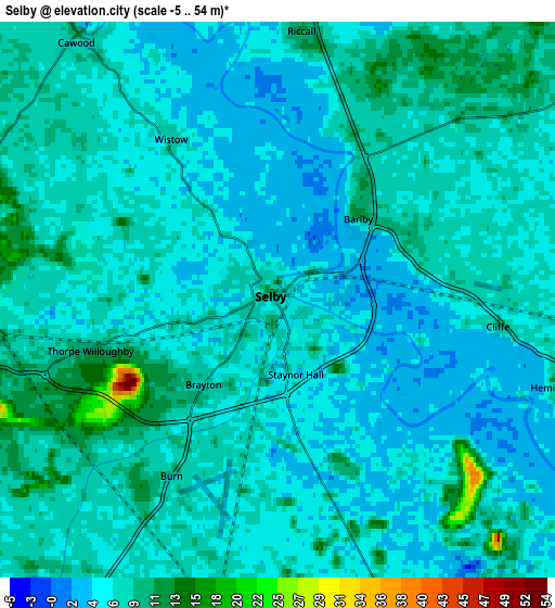 Zoom OUT 2x Selby, United Kingdom elevation map