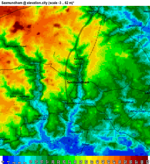 Zoom OUT 2x Saxmundham, United Kingdom elevation map