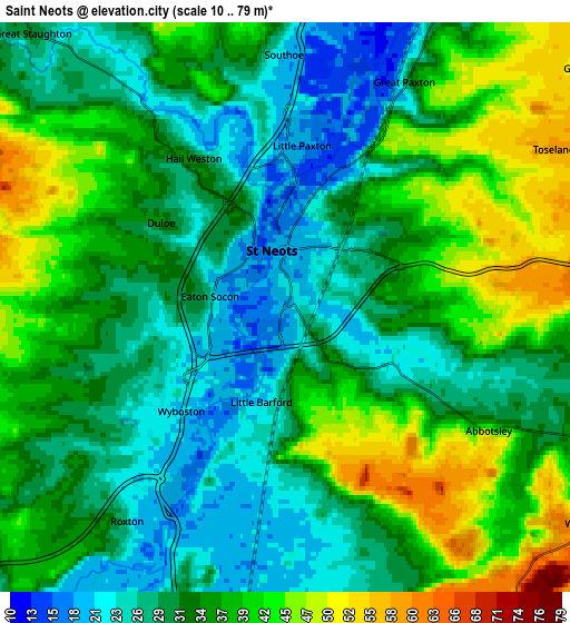Zoom OUT 2x Saint Neots, United Kingdom elevation map