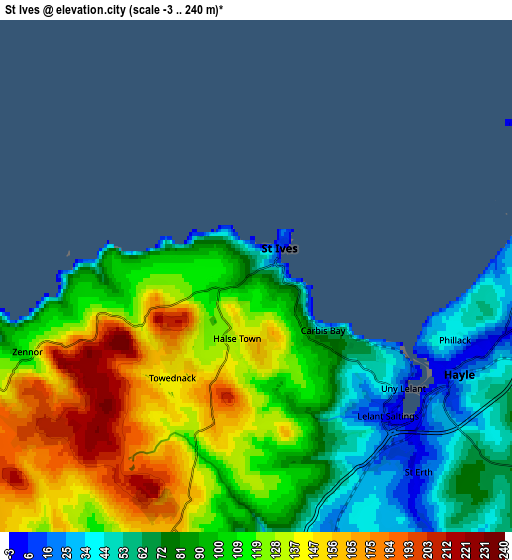 Zoom OUT 2x St Ives, United Kingdom elevation map