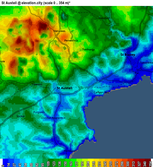 Zoom OUT 2x St Austell, United Kingdom elevation map