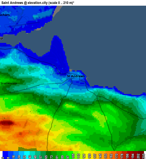 Zoom OUT 2x Saint Andrews, United Kingdom elevation map