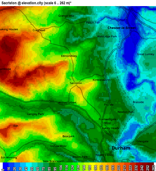 Zoom OUT 2x Sacriston, United Kingdom elevation map