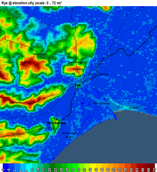 Zoom OUT 2x Rye, United Kingdom elevation map