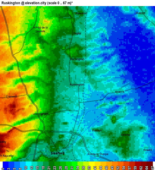Zoom OUT 2x Ruskington, United Kingdom elevation map