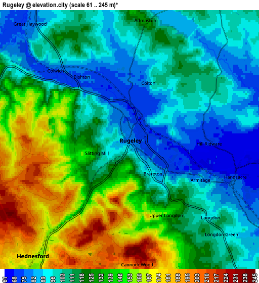 Zoom OUT 2x Rugeley, United Kingdom elevation map