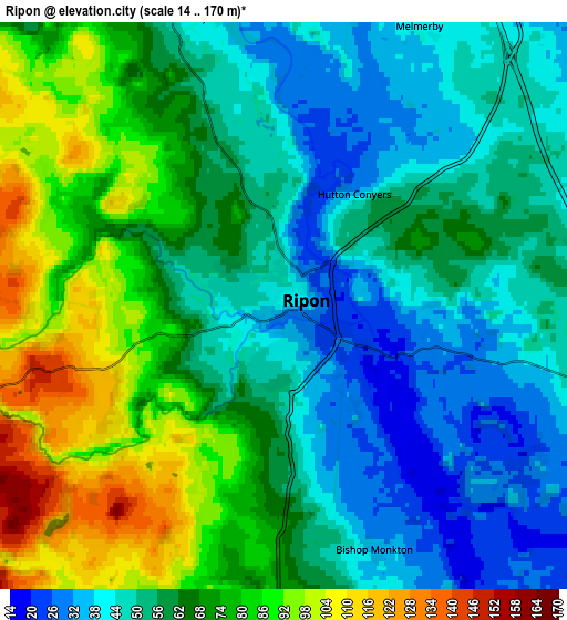 Zoom OUT 2x Ripon, United Kingdom elevation map