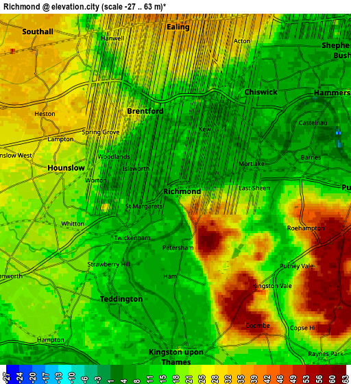 Zoom OUT 2x Richmond, United Kingdom elevation map