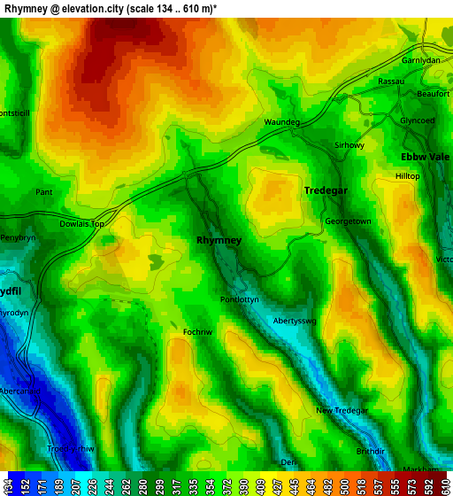 Zoom OUT 2x Rhymney, United Kingdom elevation map