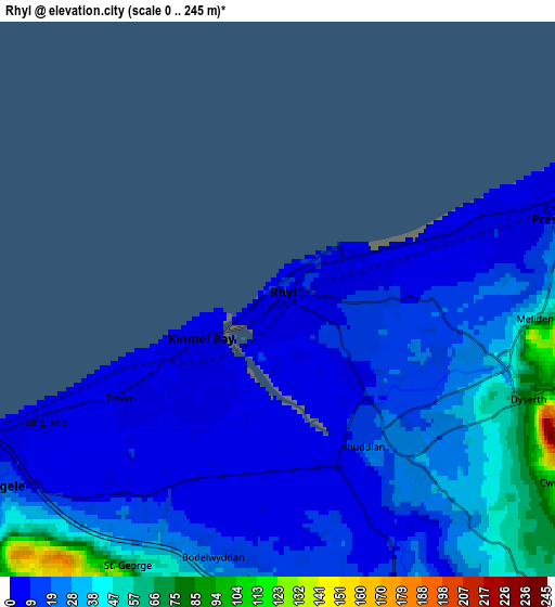 Zoom OUT 2x Rhyl, United Kingdom elevation map