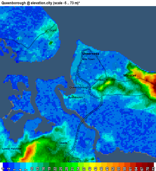 Zoom OUT 2x Queenborough, United Kingdom elevation map