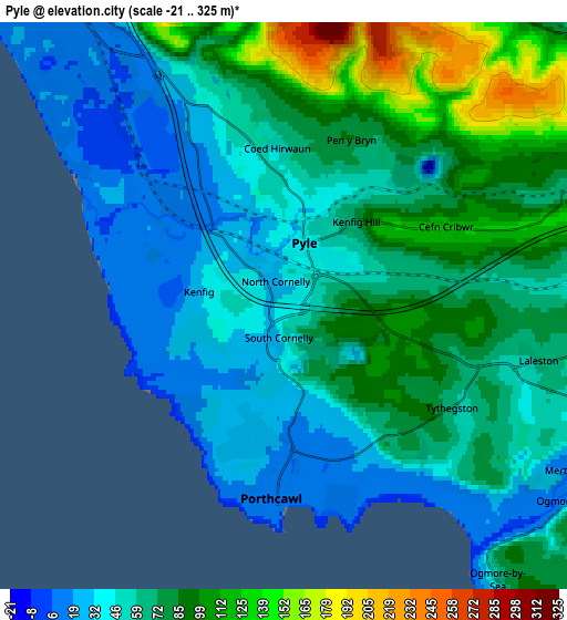 Zoom OUT 2x Pyle, United Kingdom elevation map