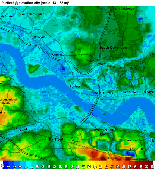 Zoom OUT 2x Purfleet, United Kingdom elevation map