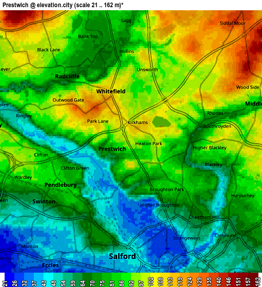 Zoom OUT 2x Prestwich, United Kingdom elevation map