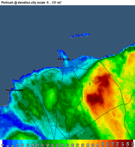 Zoom OUT 2x Portrush, United Kingdom elevation map