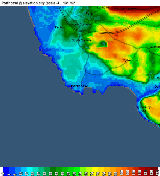 Zoom OUT 2x Porthcawl, United Kingdom elevation map