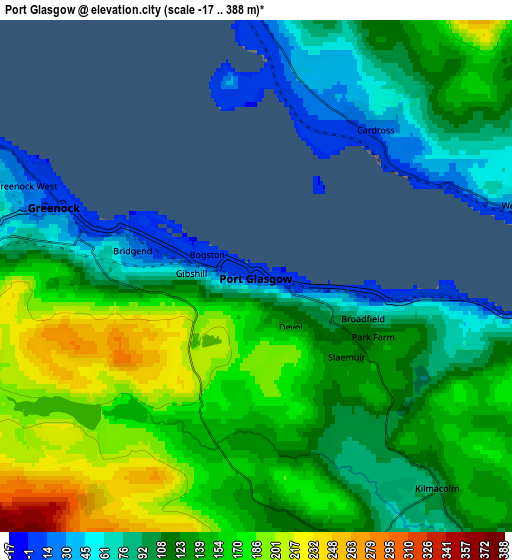 Zoom OUT 2x Port Glasgow, United Kingdom elevation map