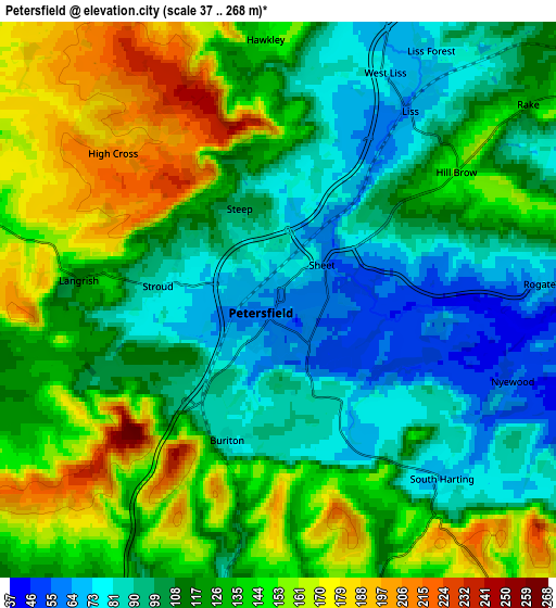 Zoom OUT 2x Petersfield, United Kingdom elevation map