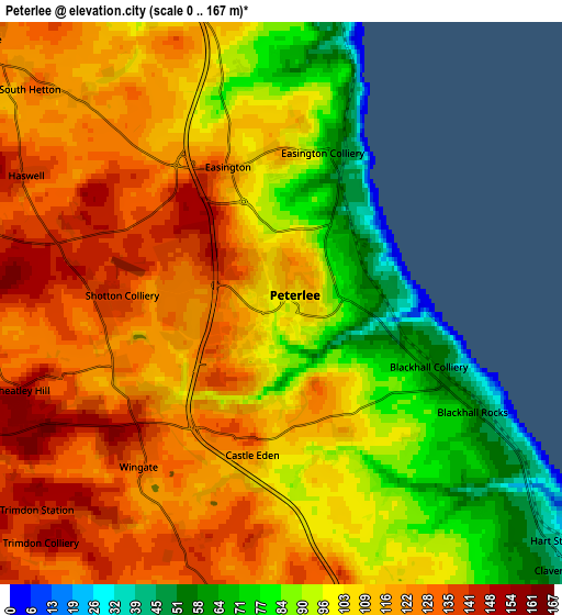 Zoom OUT 2x Peterlee, United Kingdom elevation map