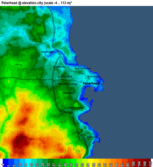 Zoom OUT 2x Peterhead, United Kingdom elevation map