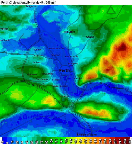 Zoom OUT 2x Perth, United Kingdom elevation map