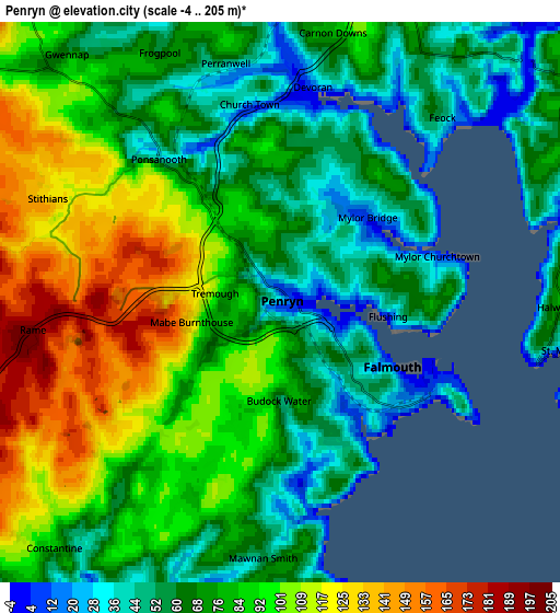 Zoom OUT 2x Penryn, United Kingdom elevation map