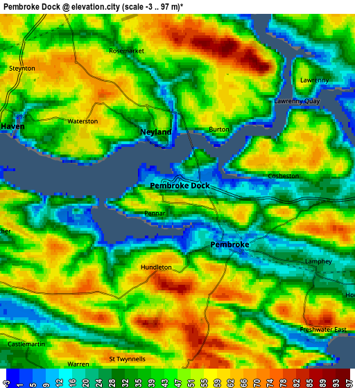 Zoom OUT 2x Pembroke Dock, United Kingdom elevation map