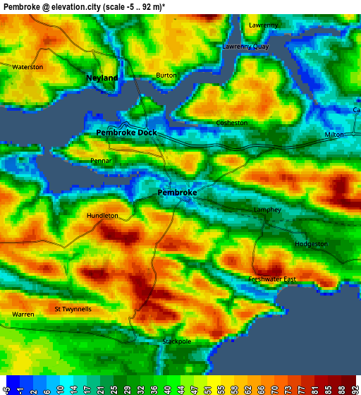 Zoom OUT 2x Pembroke, United Kingdom elevation map