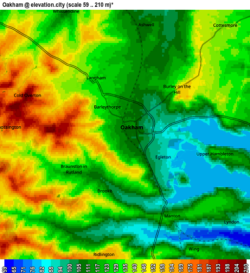 Zoom OUT 2x Oakham, United Kingdom elevation map