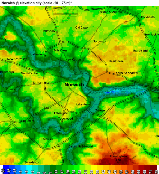Zoom OUT 2x Norwich, United Kingdom elevation map
